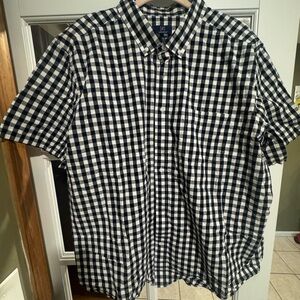 George Men's Black and White Plaid Shirt